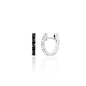 EF Collection Diamond & Black Diamond Reversible Mini Huggie Earrings - 14k gold